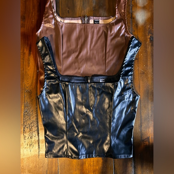 SHEIN Tops - Set of 2 Vegan Leather Zipper Crop Tanks